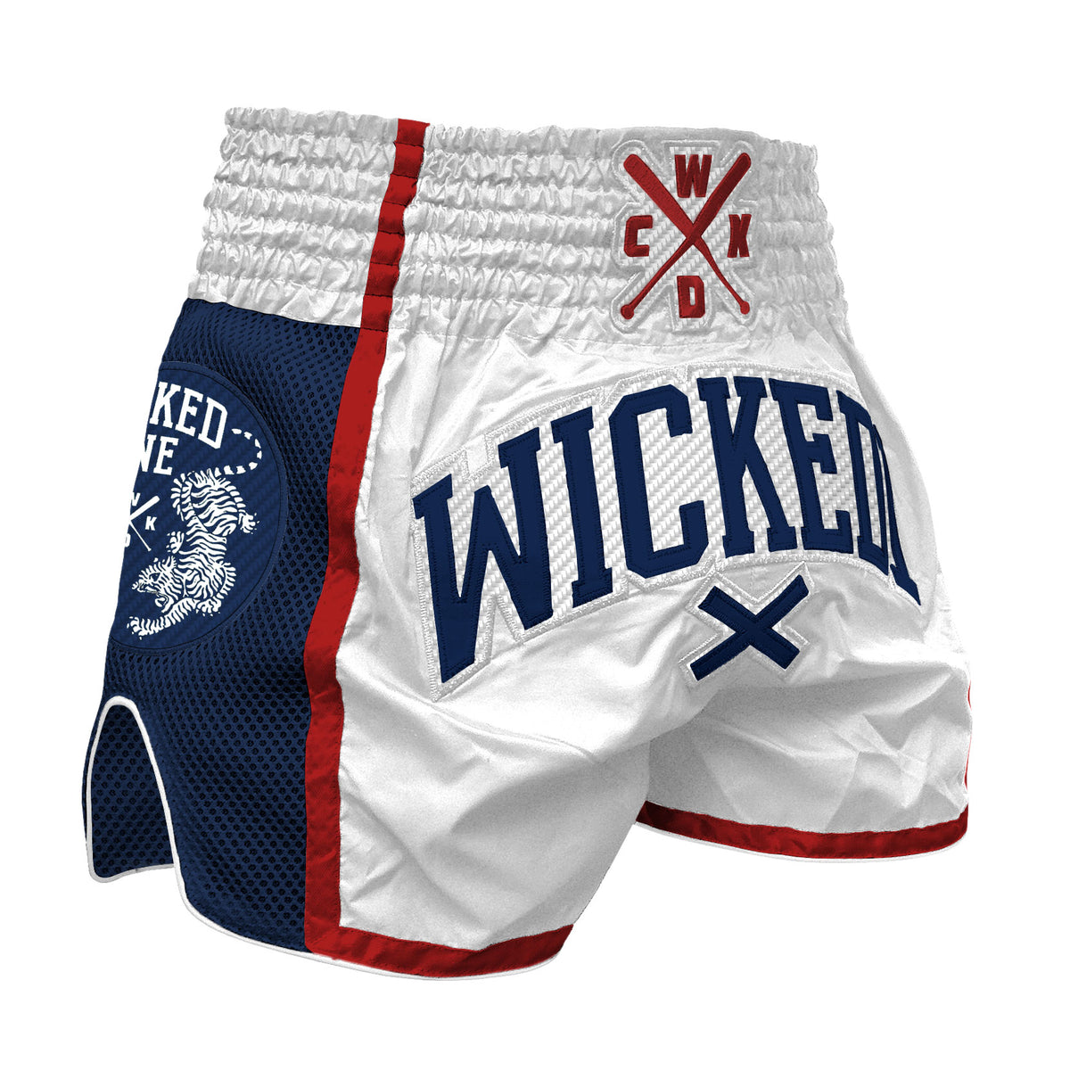 Wicked One Cross Pantalones Cortos de Muay Thai - Blanco