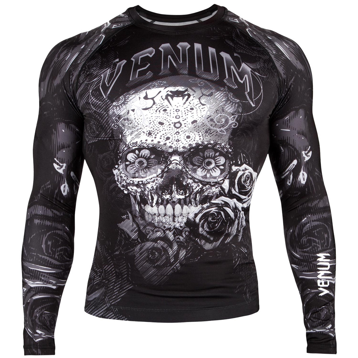 Venum Santa Muerte 3.0 Rashguard - Long Sleeves - Black/White
