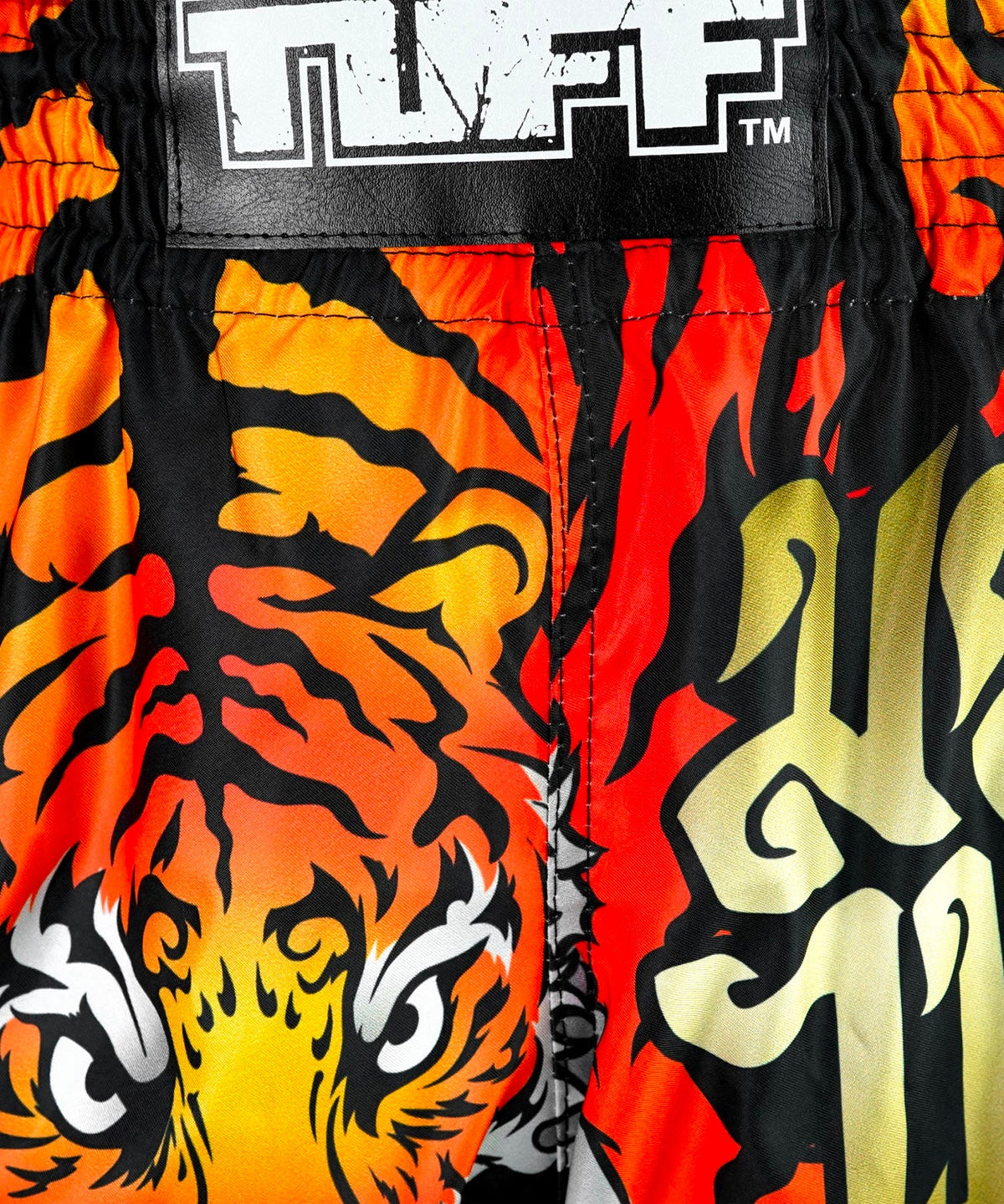 Tuff New Retro Orange Furious Tiger Muay Thai Shorts - Black