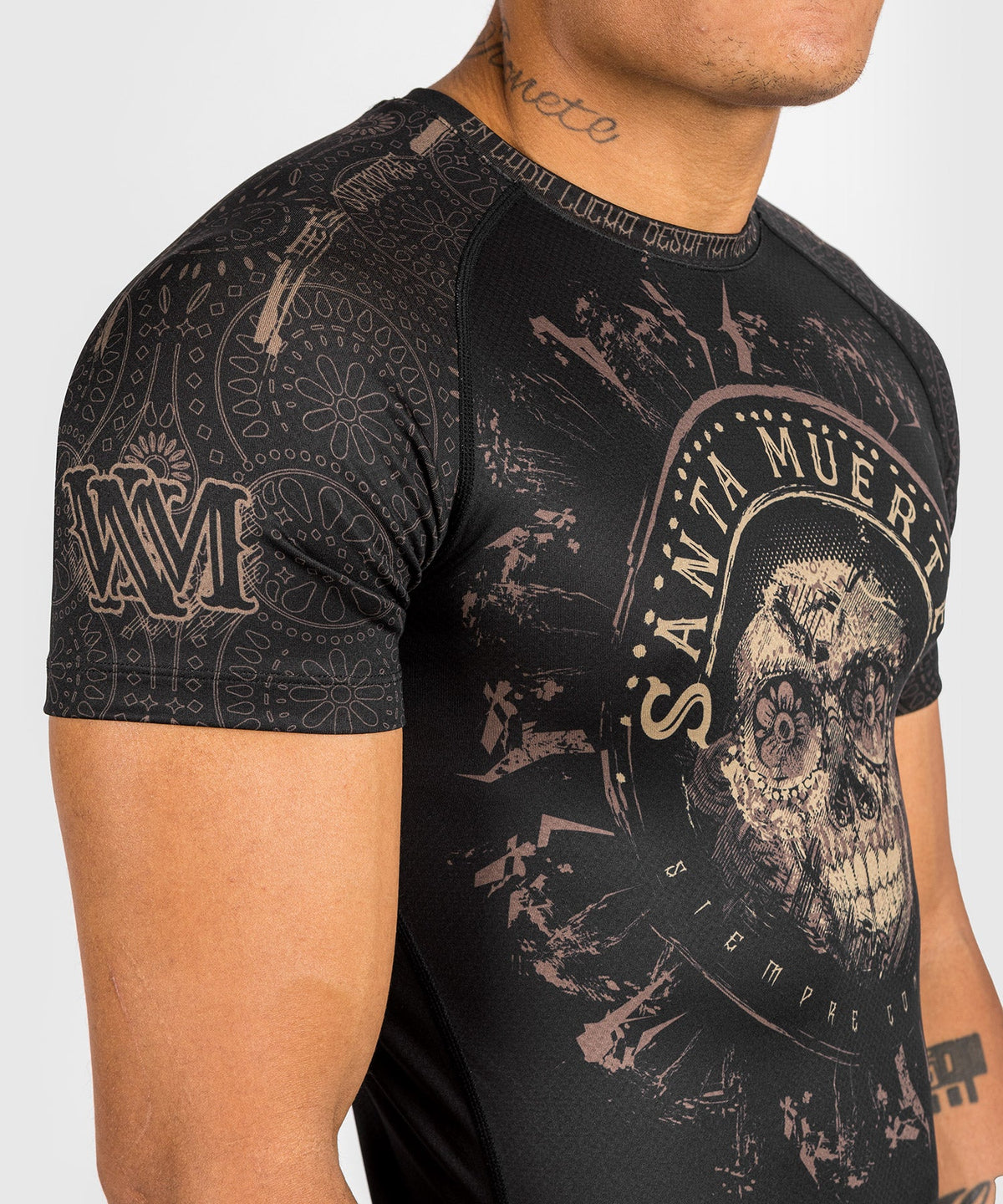 Rashguard Santa Muerte Dark Side Venum - kurzärmelig - Schwarz/Braun