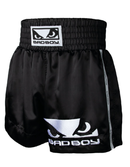 Bad Boy Pantaloncini da Muay Thai - Nero/Bianco