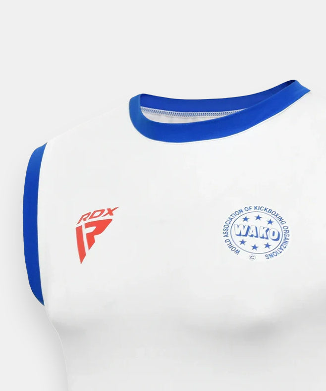 RDX Ärmelloses Trainings-T-Shirt WAKO Approved - Weiß/Blau