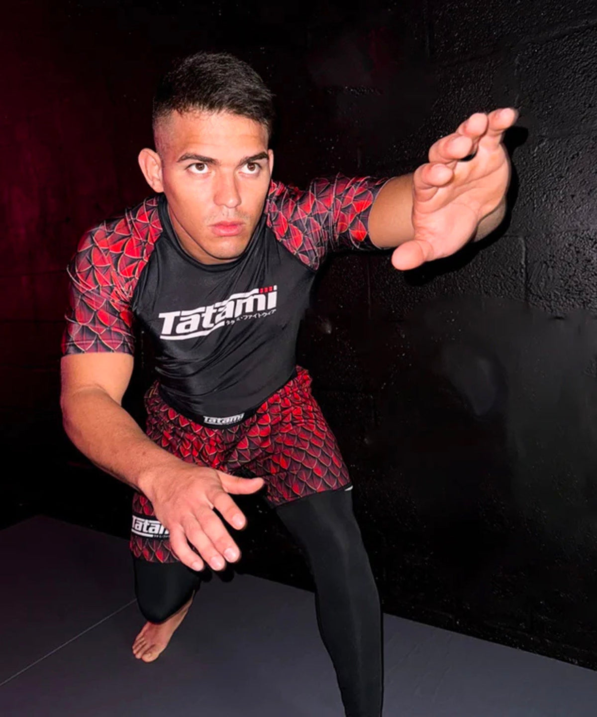 Rashguards À Manches Courtes Tatami Fightwear Recharge Dragon - Noir/Rouge