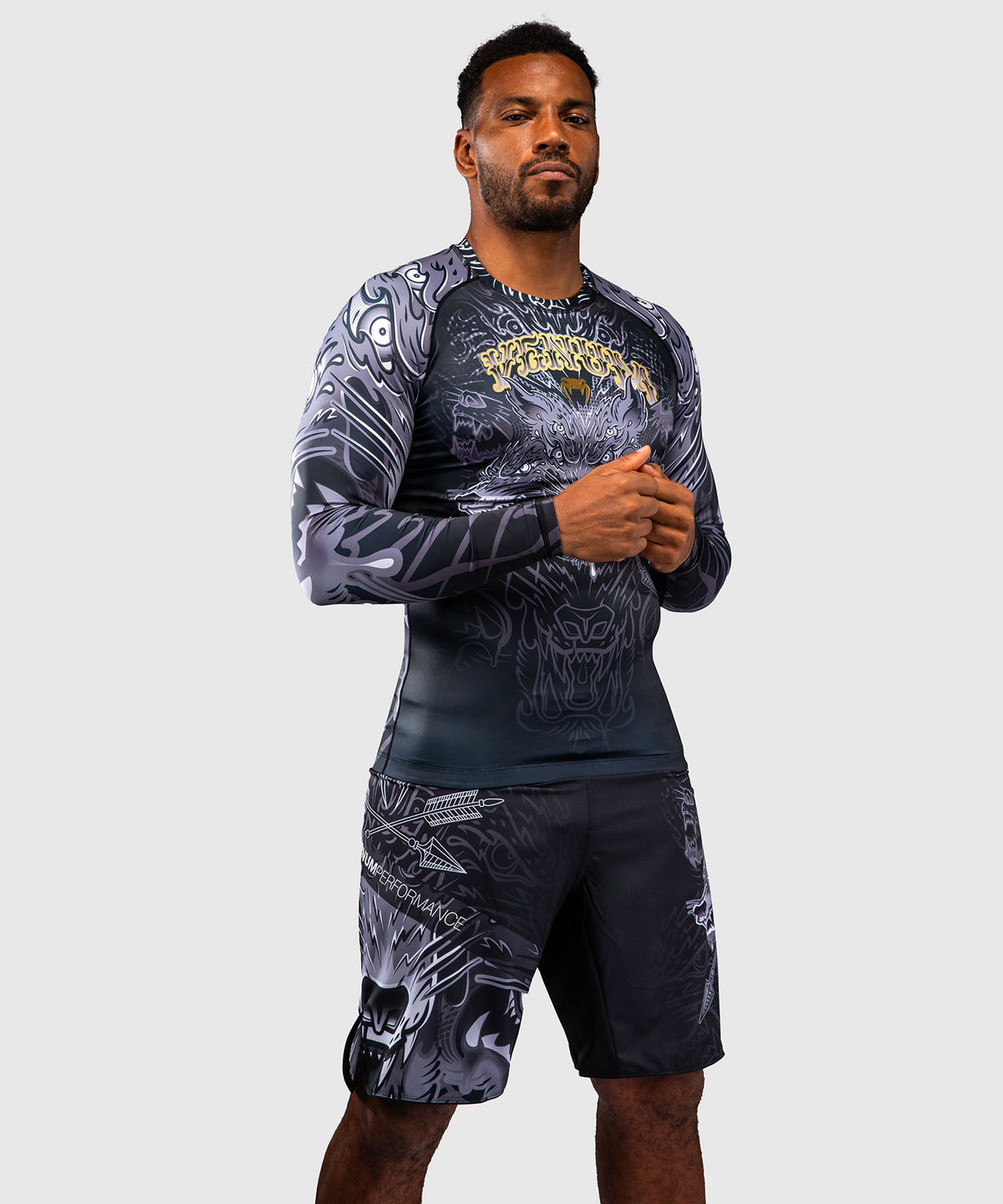 Venum Wolf Atak Rashguard a Maniche Lunghe – Nero/Grigio