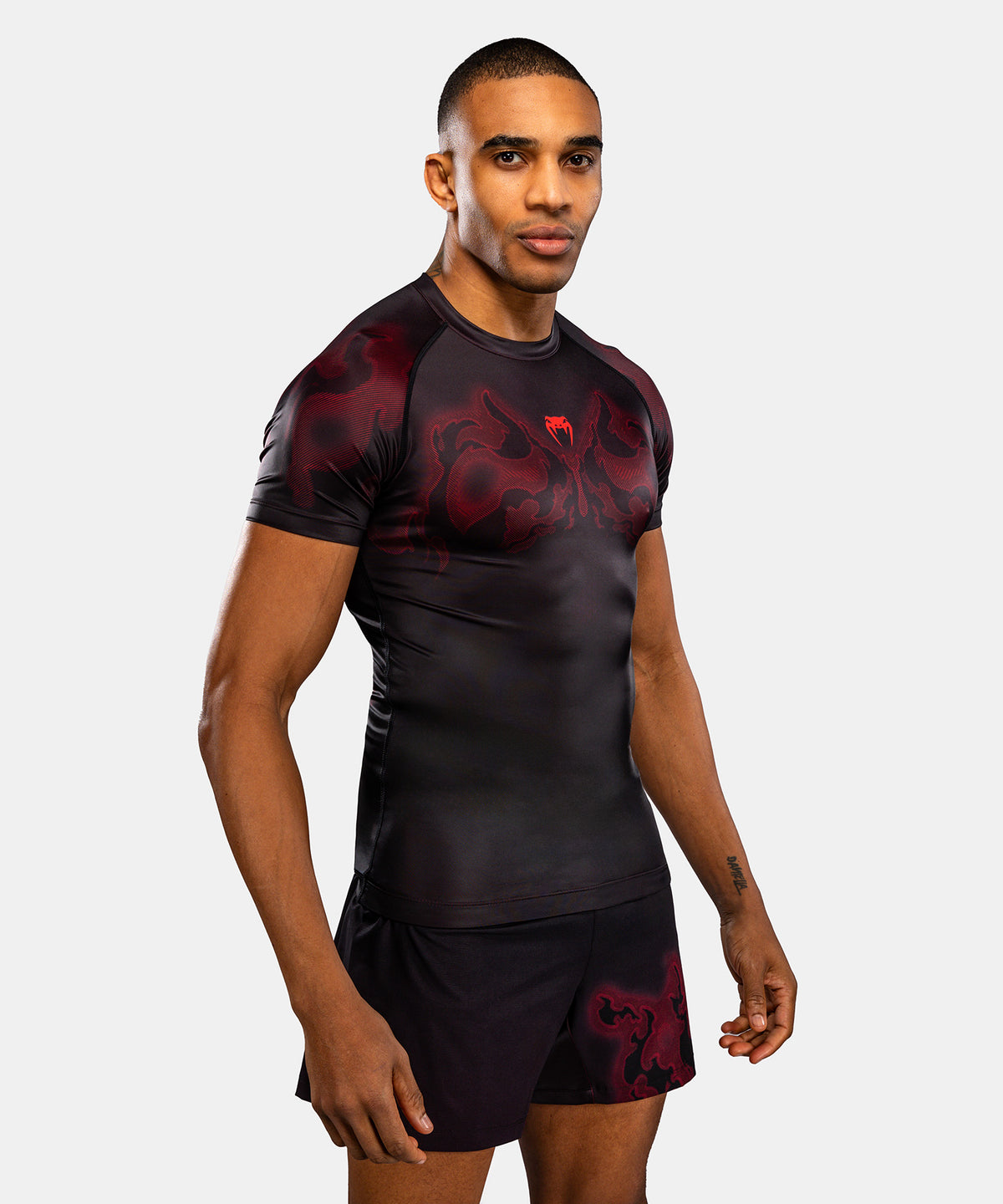 Rashguard à Manches Courtes Venum Spectre – Noir/Rouge