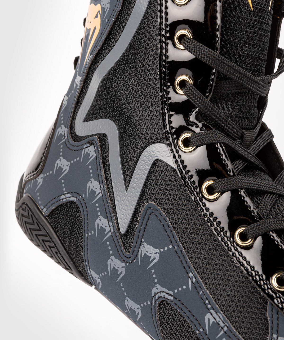 Venum Elite Evo Monogram Boxing Shoes - Black/Navy Blue