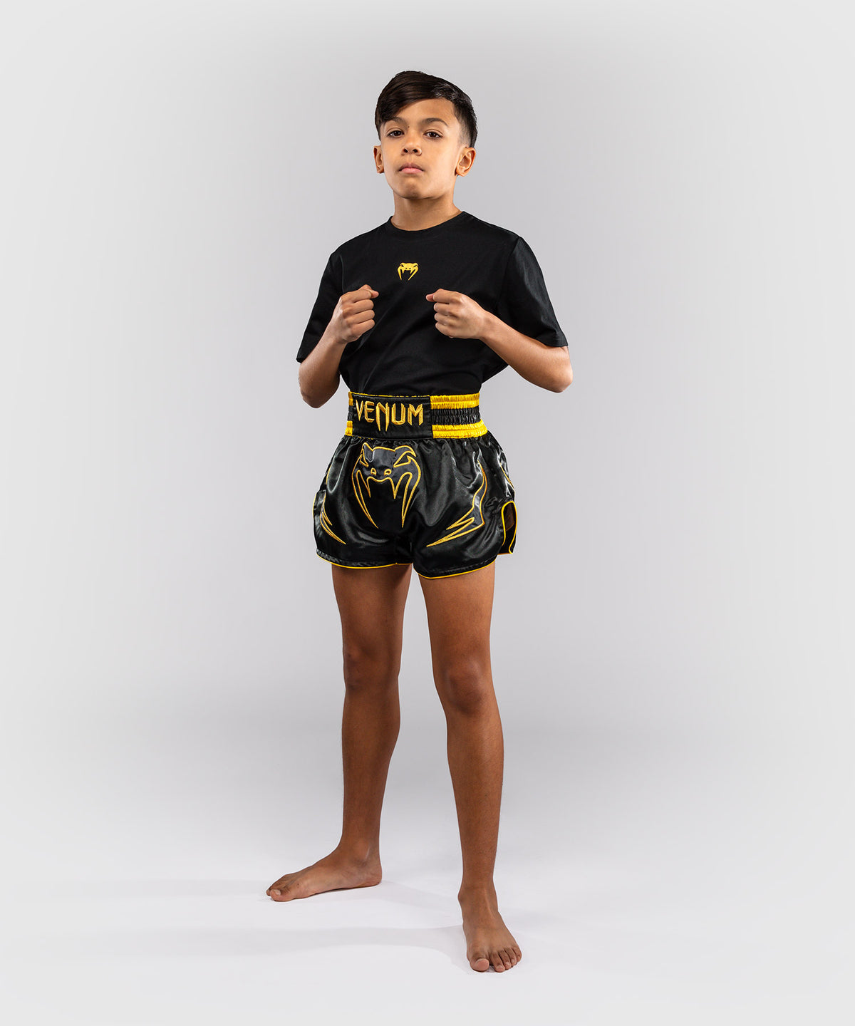 Venum Bangkok Fury Muay-Thai-Shorts für Kinder - Schwarz/Gold
