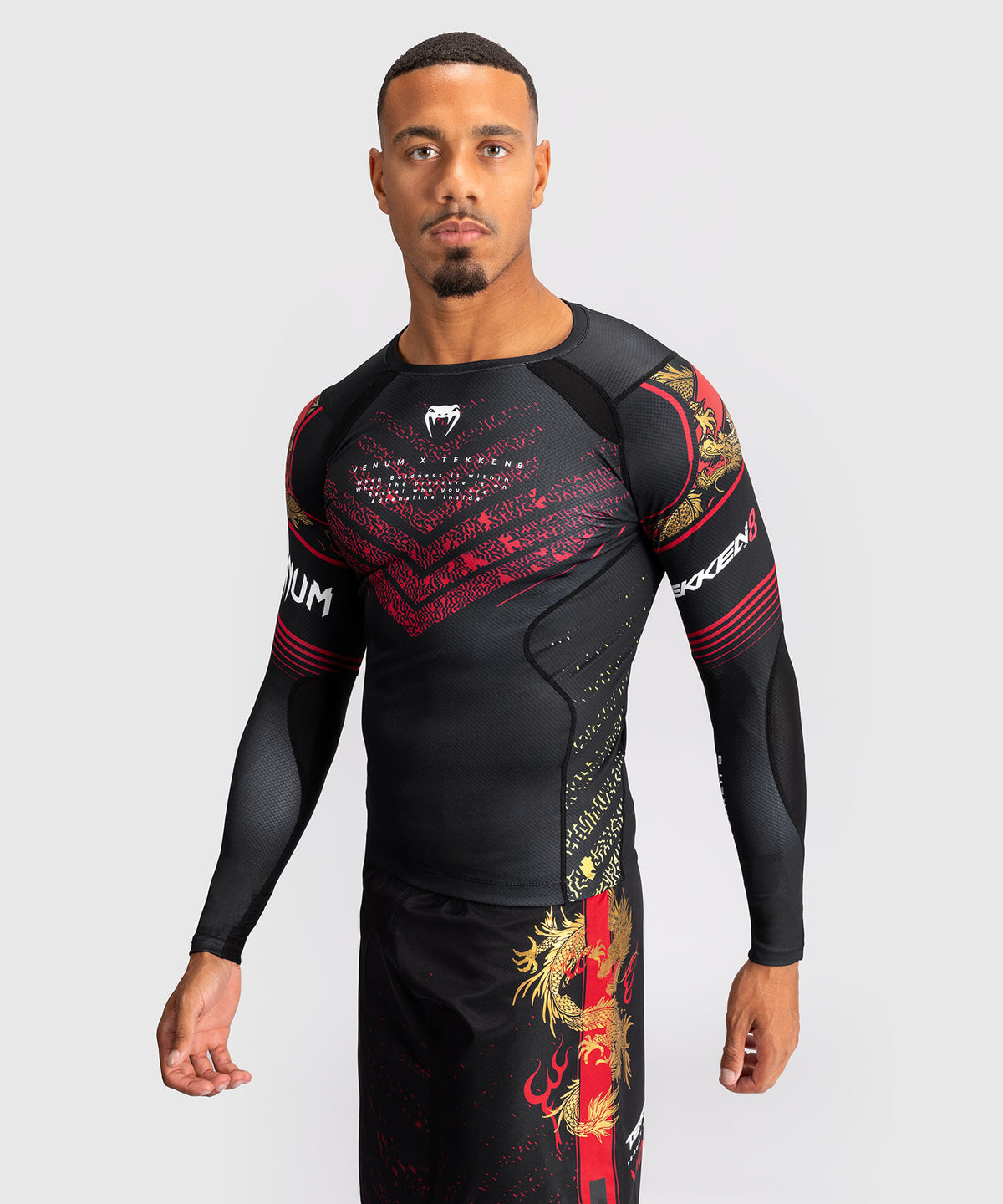 Venum x TEKKEN 8 - Marshall Law Rashguard - Schwarz/Rot/Gold