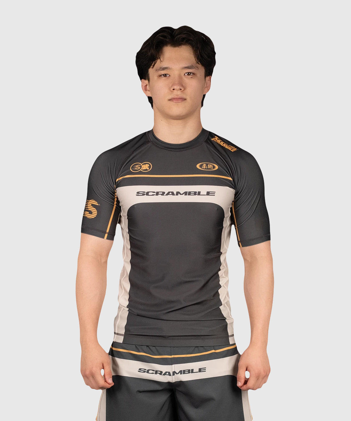 Scramble Duotone Short Sleeve Rashguard - Taupe/Sand