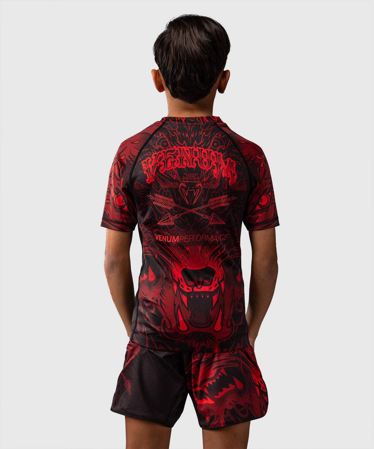 Venum Wolf Atak Rashguard Manga Corta Para Niños – Negro/Rojo