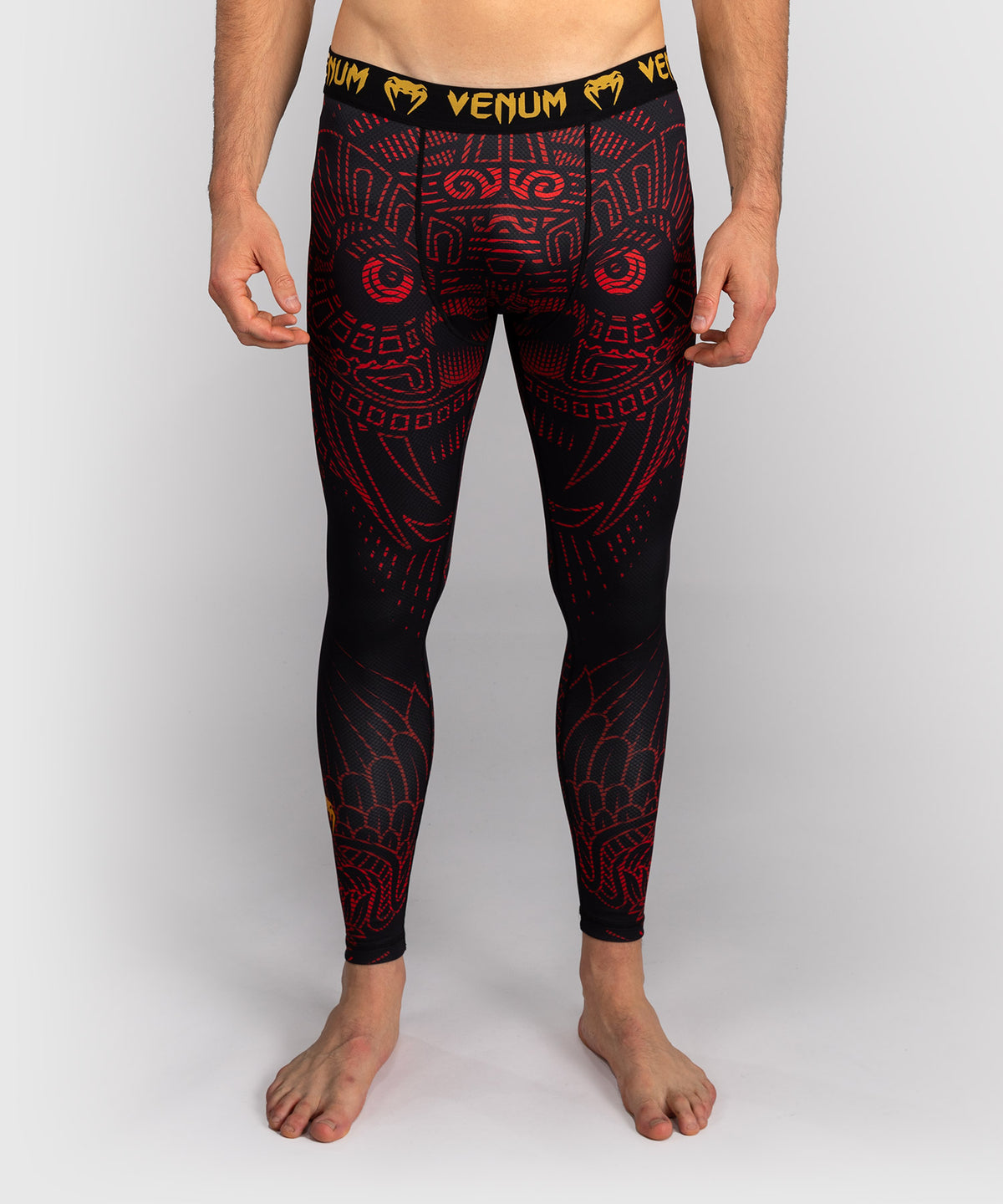 Pantalon de Compression Venum Quetzal Fury - Noir/Rouge Fury/Mandarine