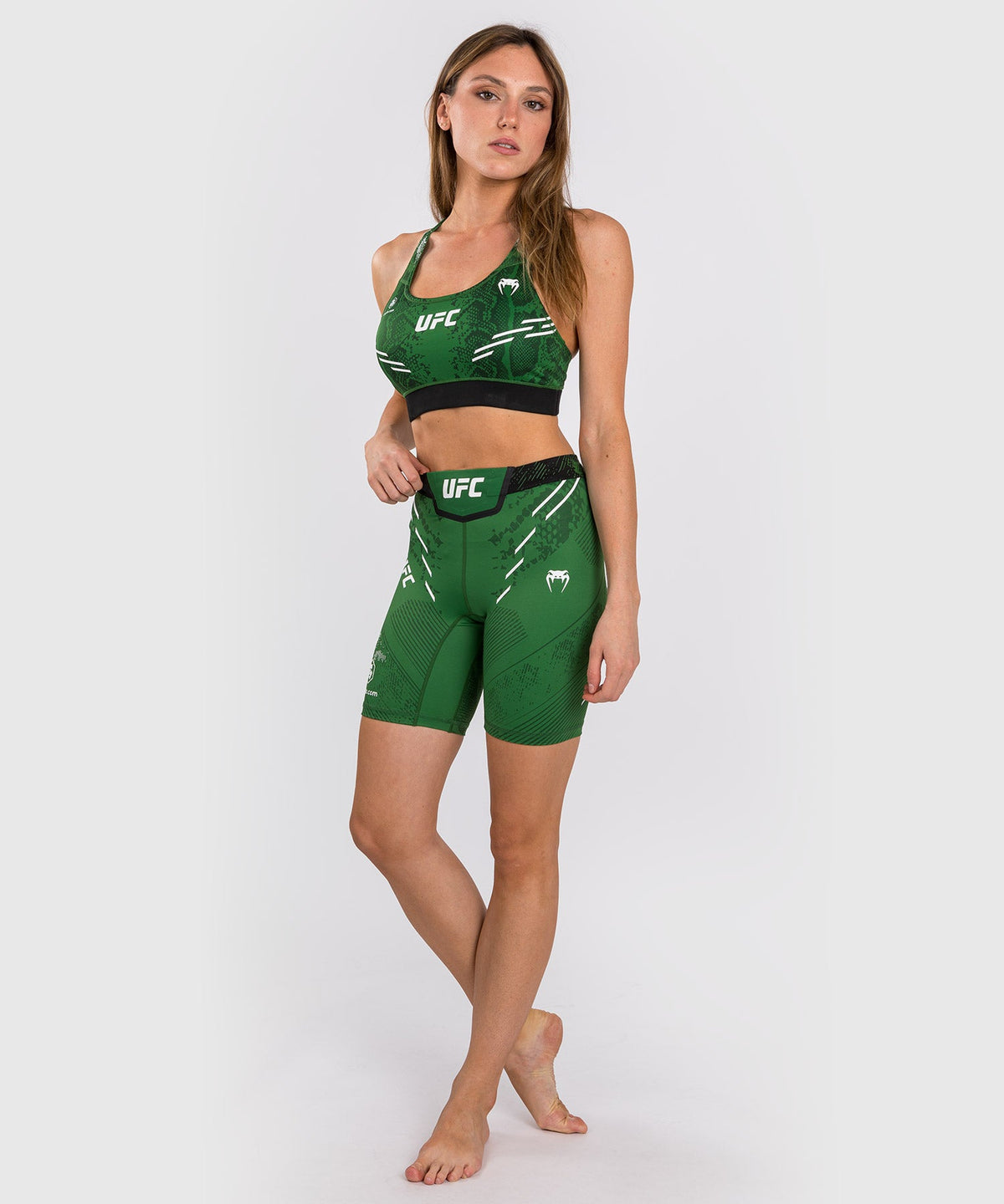 UFC Women's Long Fit Compression Short Adrenaline by Venum Authentic Fight Night - Green