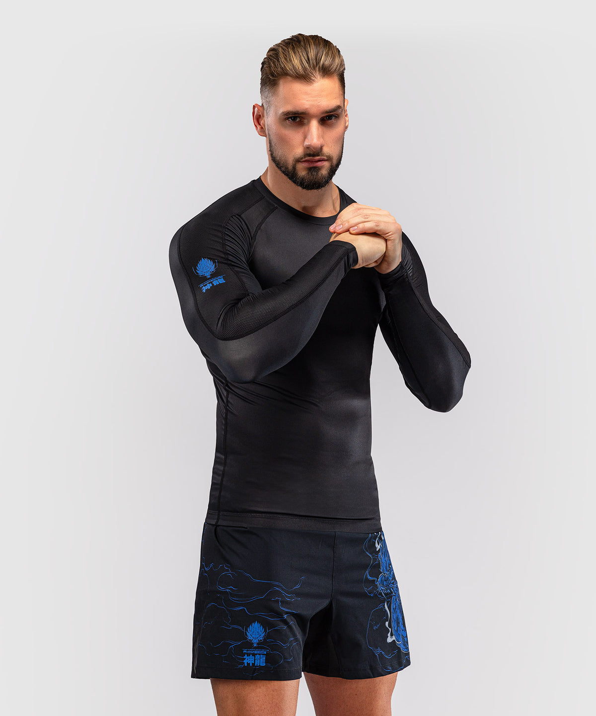 Venum Thunder Dragon Long Sleeve Rashguard - Black/Royal Blue