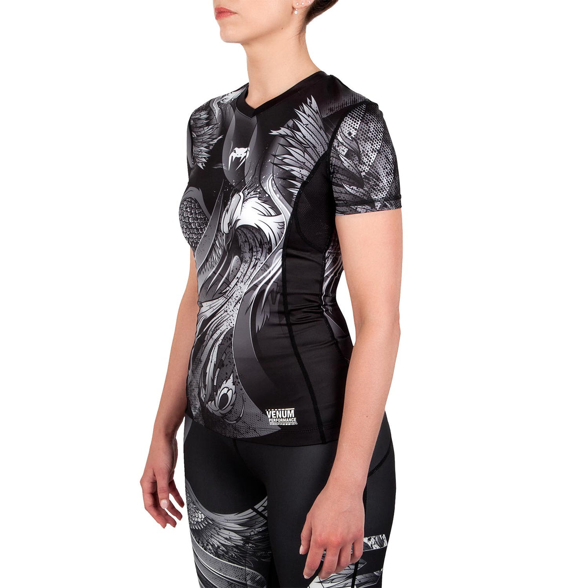 Rashguard Venum Phoenix - Mangas Cortas- Negro/Blanco - Para Mujer