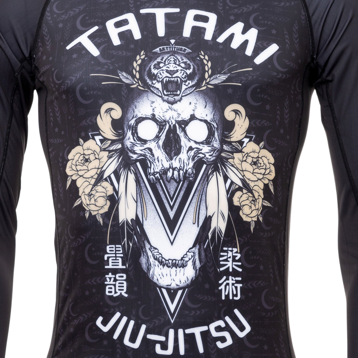 T-Shirt de Compression Recyclé Eco Tech Tatami Fightwear Totem - Manches Longues - Noir/Blanc
