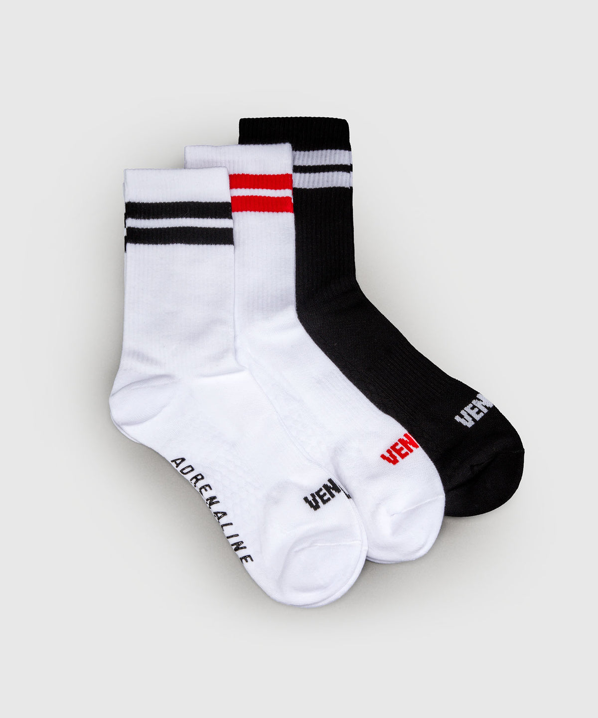 Venum Adrenaline Crew Socks 3-Pack - Black/White/Red