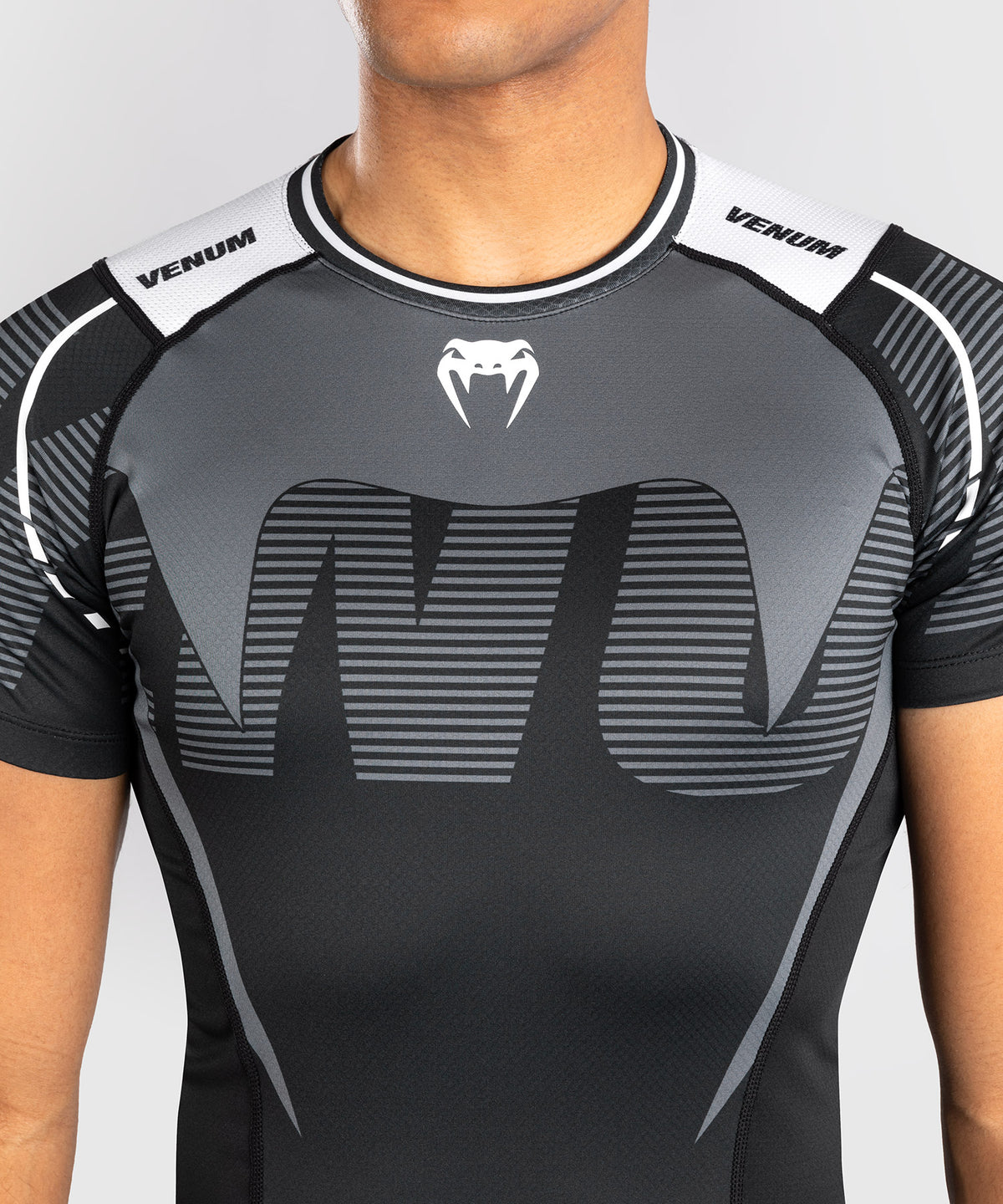Venum Adrenaline Short Sleeve Rashguard - Black/Silver Grey