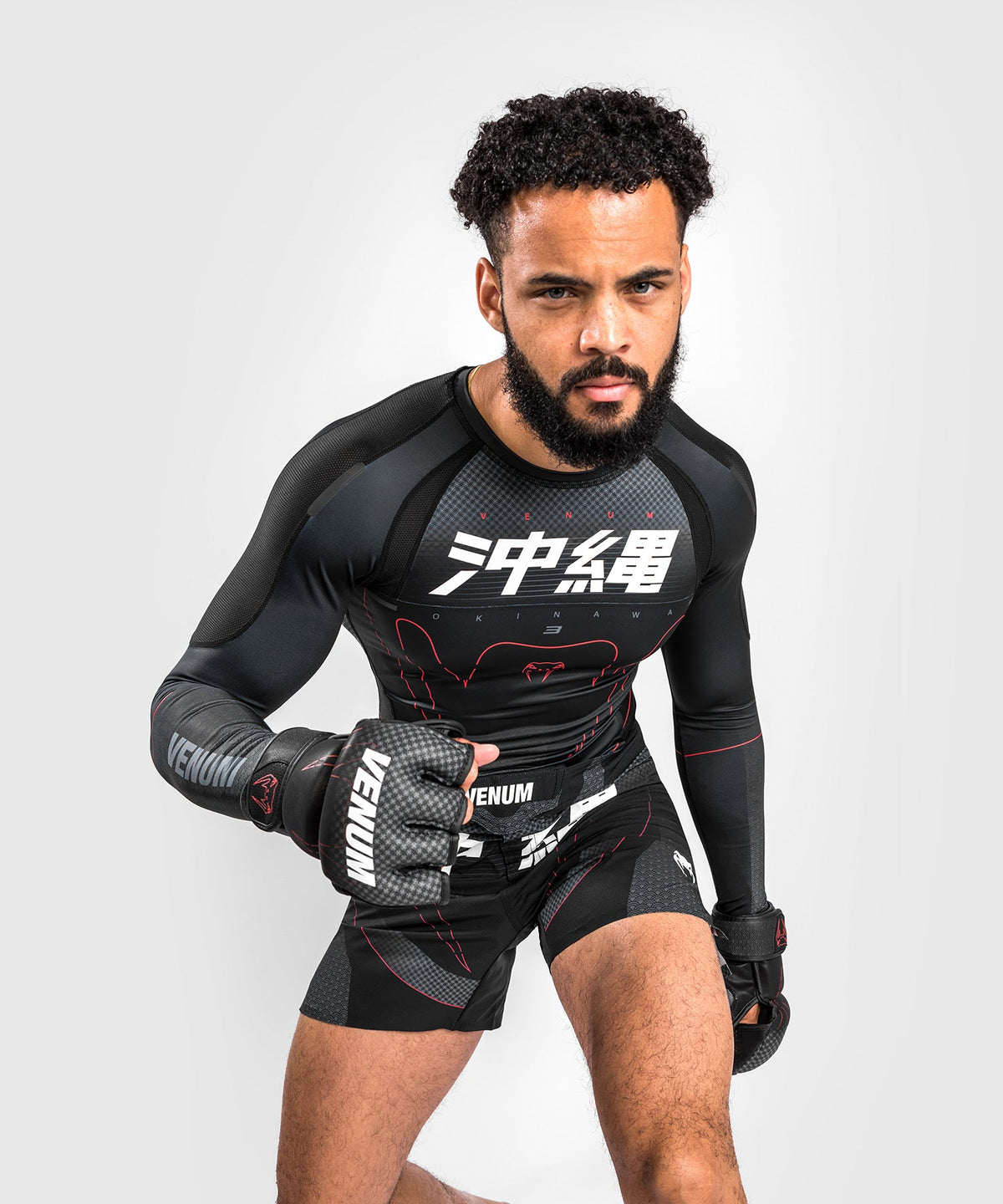 Rashguard Venum Okinawa 3.0- Manches longues - Noir/Rouge