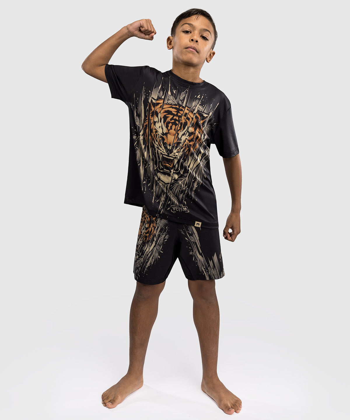 T-Shirt Dry-Tech Venum Tiger pour Enfants - Noir/Orange Néon