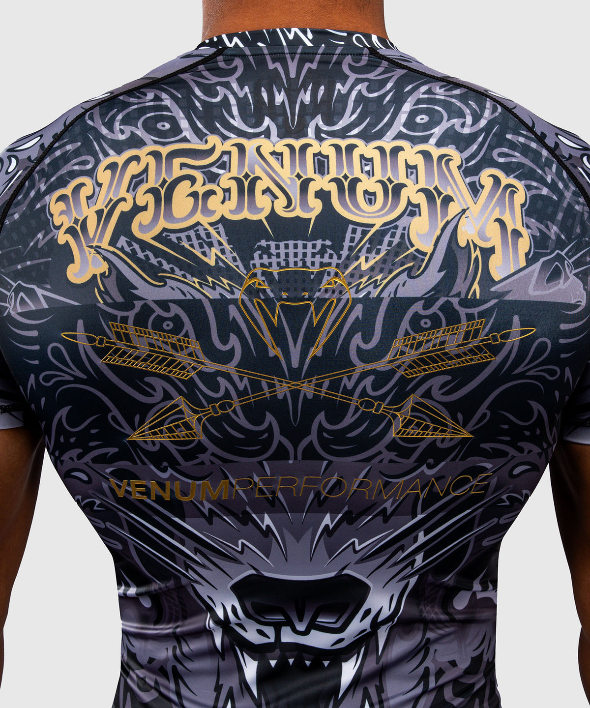 Venum Wolf Atak Rashguard Manga Corta – Negro/Gris