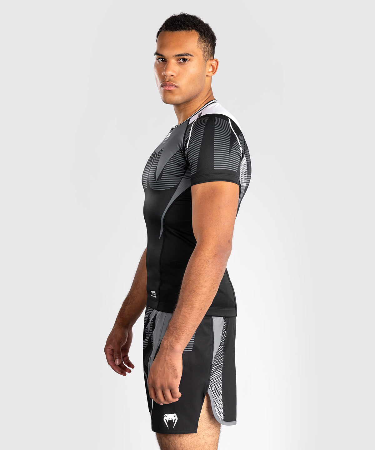 Venum Adrenaline Short Sleeve Rashguard - Black/Silver Grey