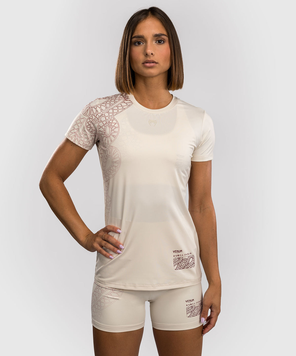 T-shirt Dry-Tech pour Femmes Venum Serpenti – Ivoire/Bordeaux