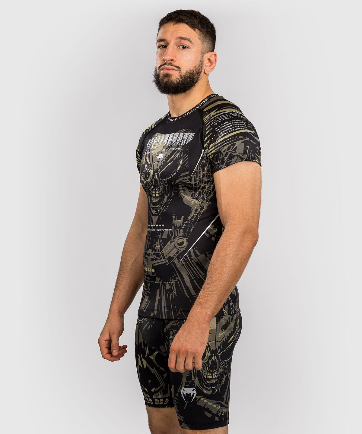 Rashguard à manches courtes Venum Invader - Noir/Sable