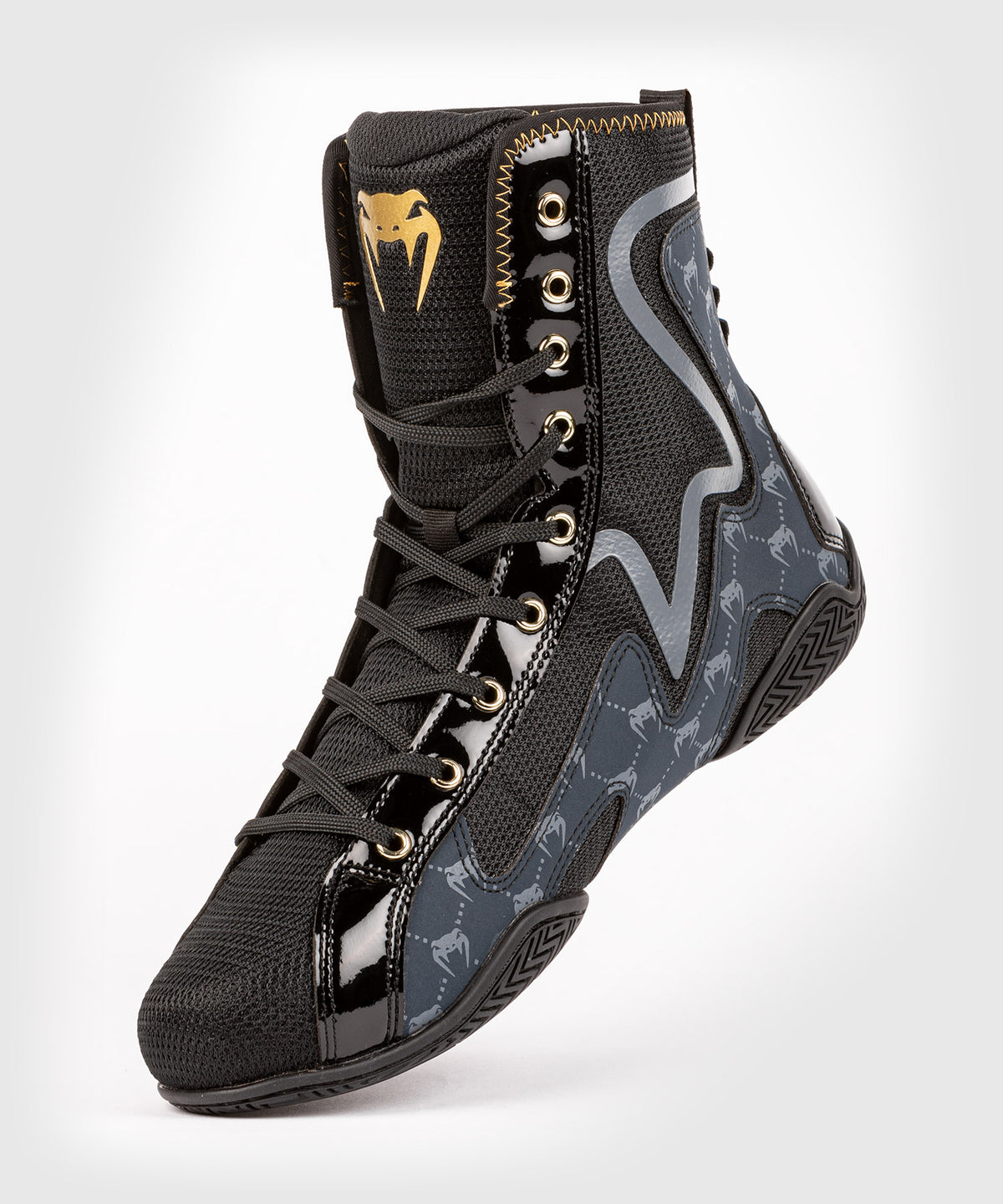 Venum Elite Evo Monogram Boxing Shoes - Black/Navy Blue