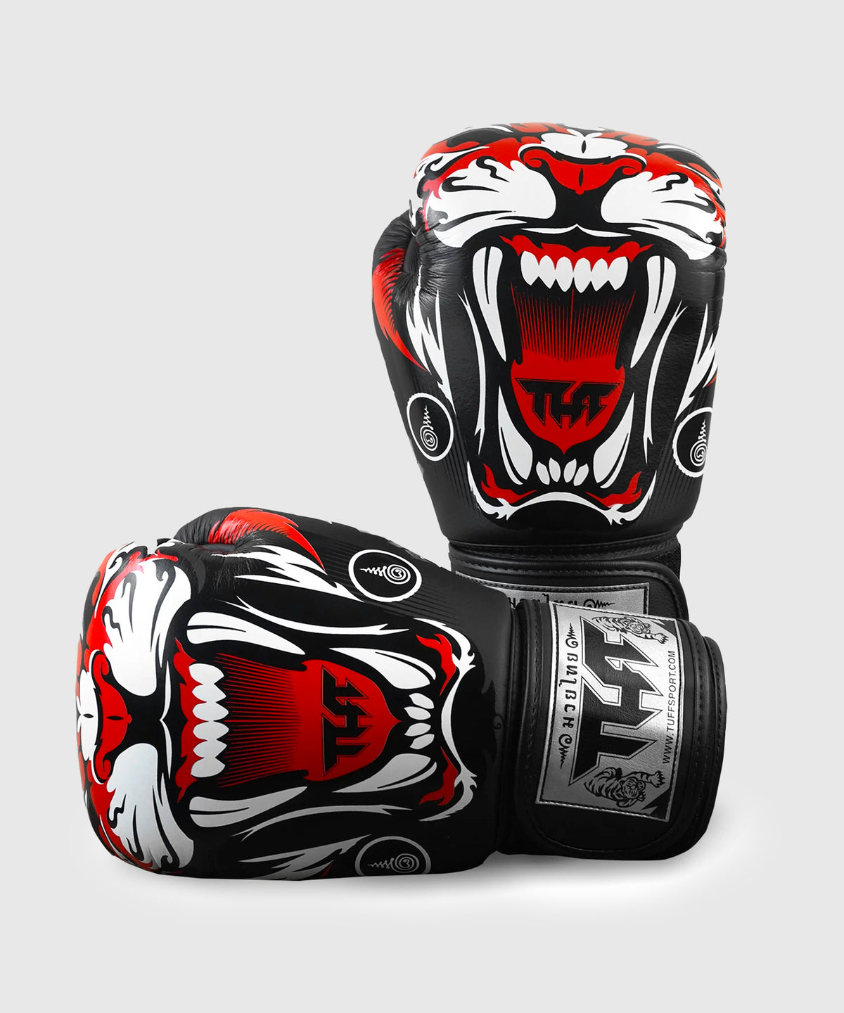 Tuff Tiger Guantes de Muay Thai de Cuero - Negro