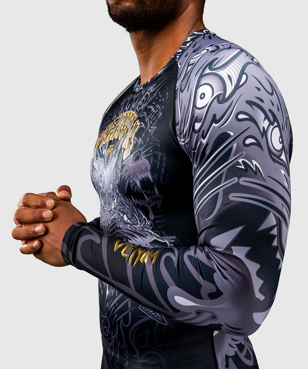 Venum Wolf Atak Rashguard a Maniche Lunghe – Nero/Grigio