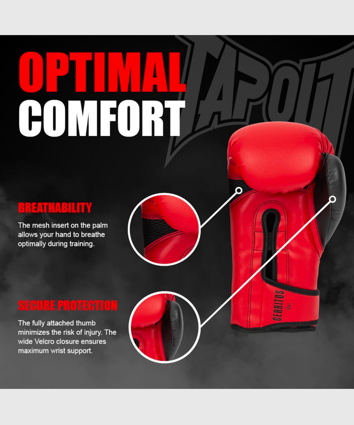 Tapout Cerritos Boxing Gloves - Red/Black