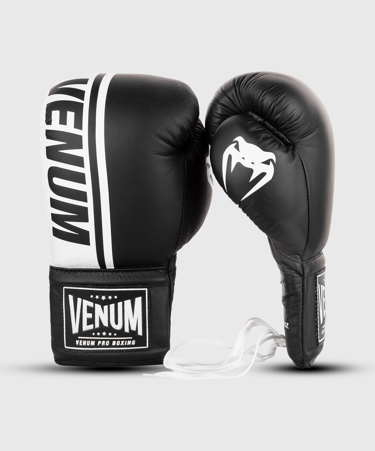 Gants de boxe Venum Shield Pro avec lacets - Noir/Blanc