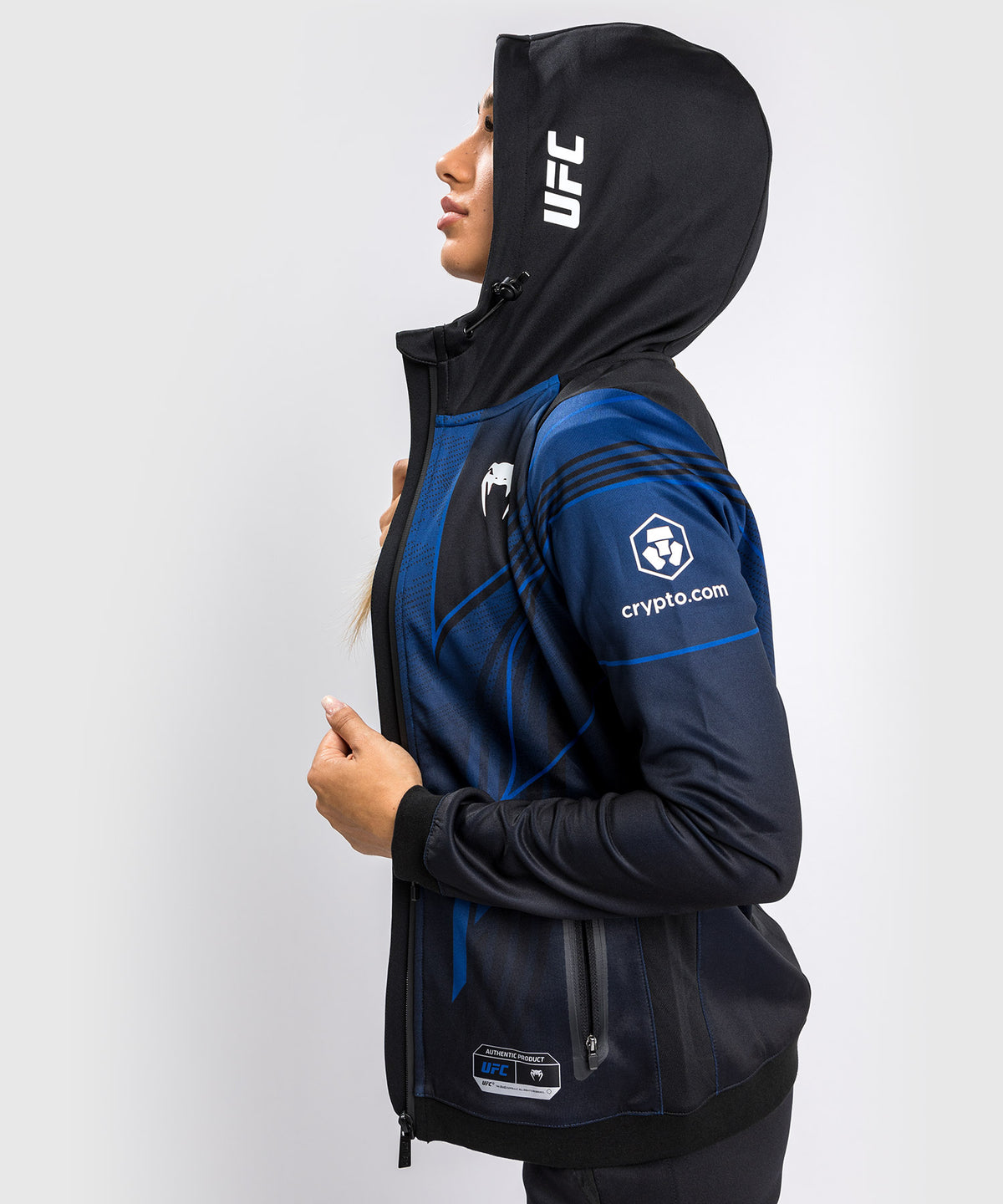 Sudadera con capucha Walkout para mujer UFC Venum Authentic Fight Night 2.0 - Midnight Edition
