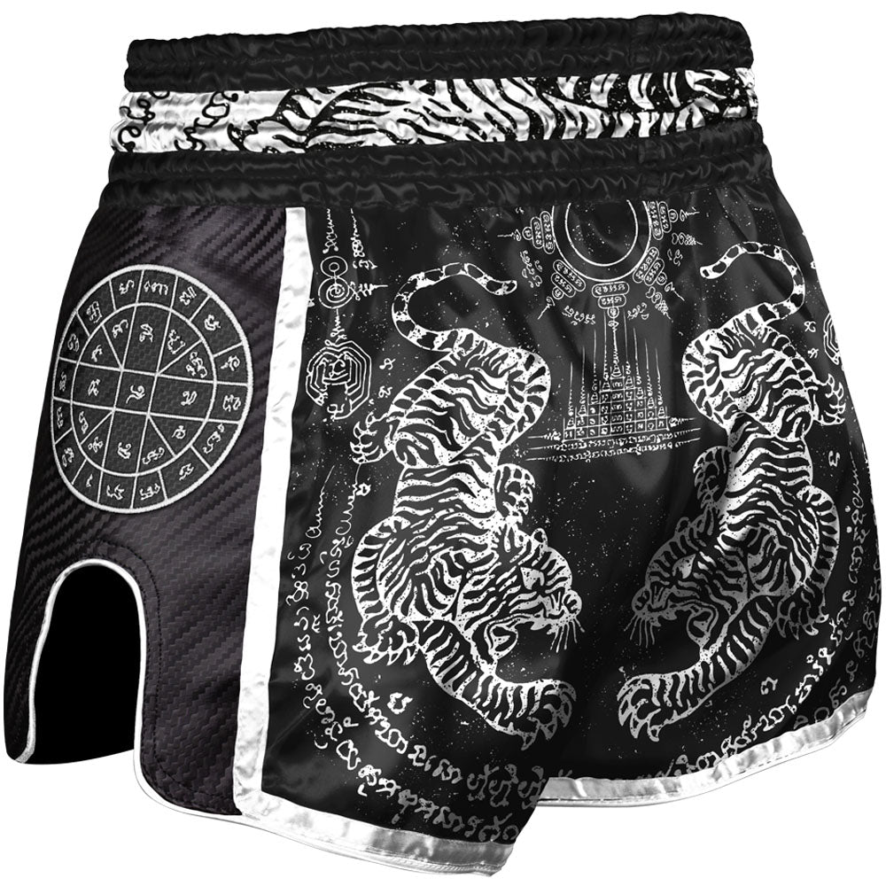 Carbon Sak Yant Tigers Muay Thai Shorts - Black
