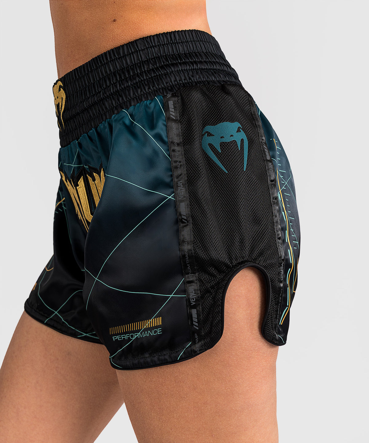 Venum Tactical XT Short Muay Thai Mujer - Negro/Verde Bosque