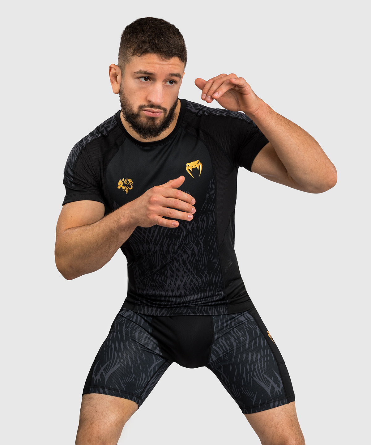 Venum x Chimaev Rashguard a Maniche Corte - Nero/Grigio