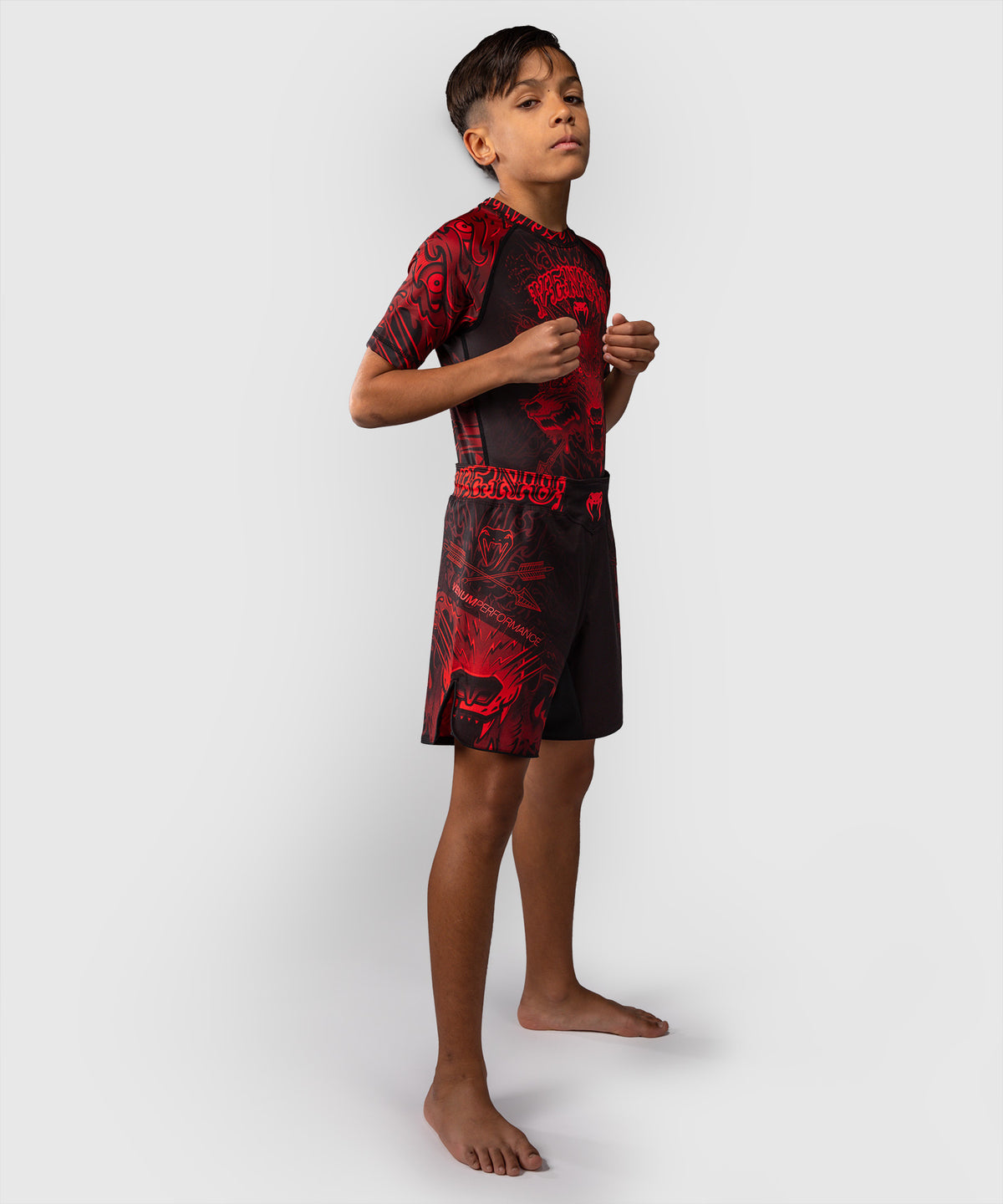 Venum Wolf Atak Kinder Fightshorts – Schwarz/Rot