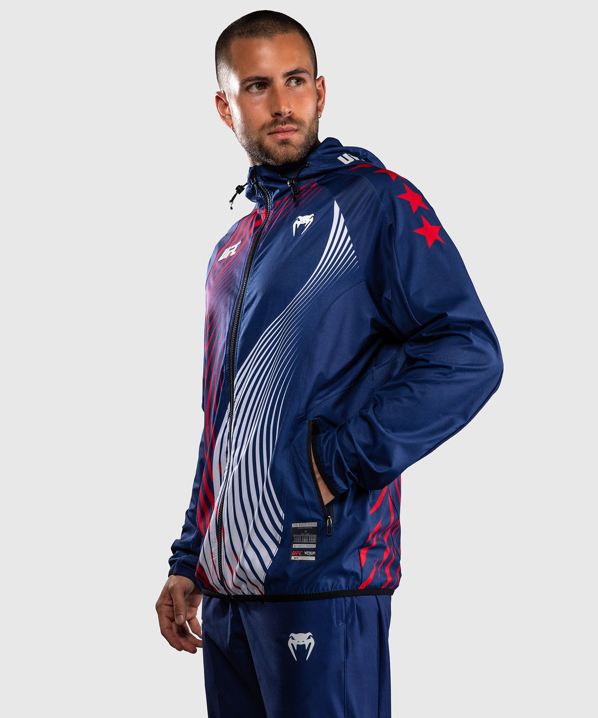 Official UFC Freedom 250 by Venum Authentic Fight Night Felpa con cappuccio Walkout da uomo - Blu