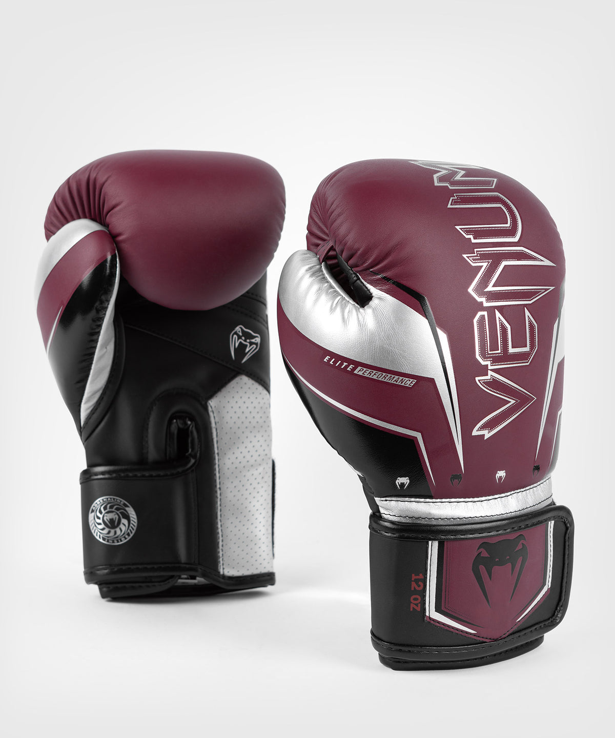 Venum Elite Evo Boxing Gloves - Burgundy/Silver
