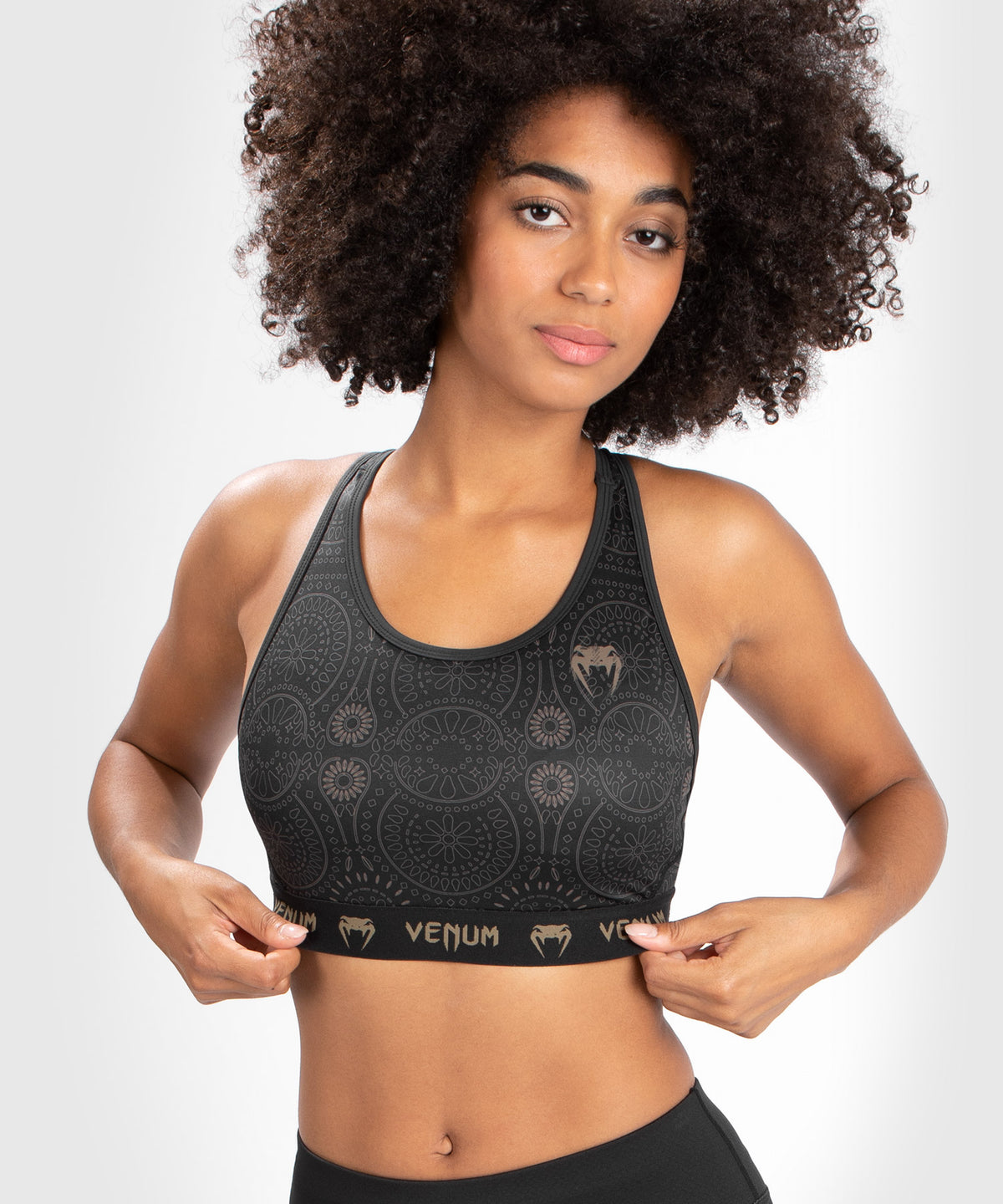 Sujetador deportivo Venum Santa Muerte Dark Side para mujer - Negro/Marrón