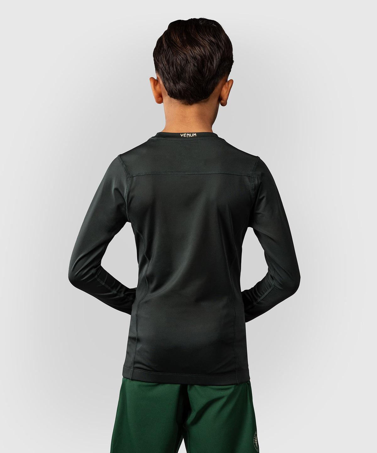 Rashguard Manches Longues Enfant Venum Attack - Vert Forêt/ Blanc Cassé