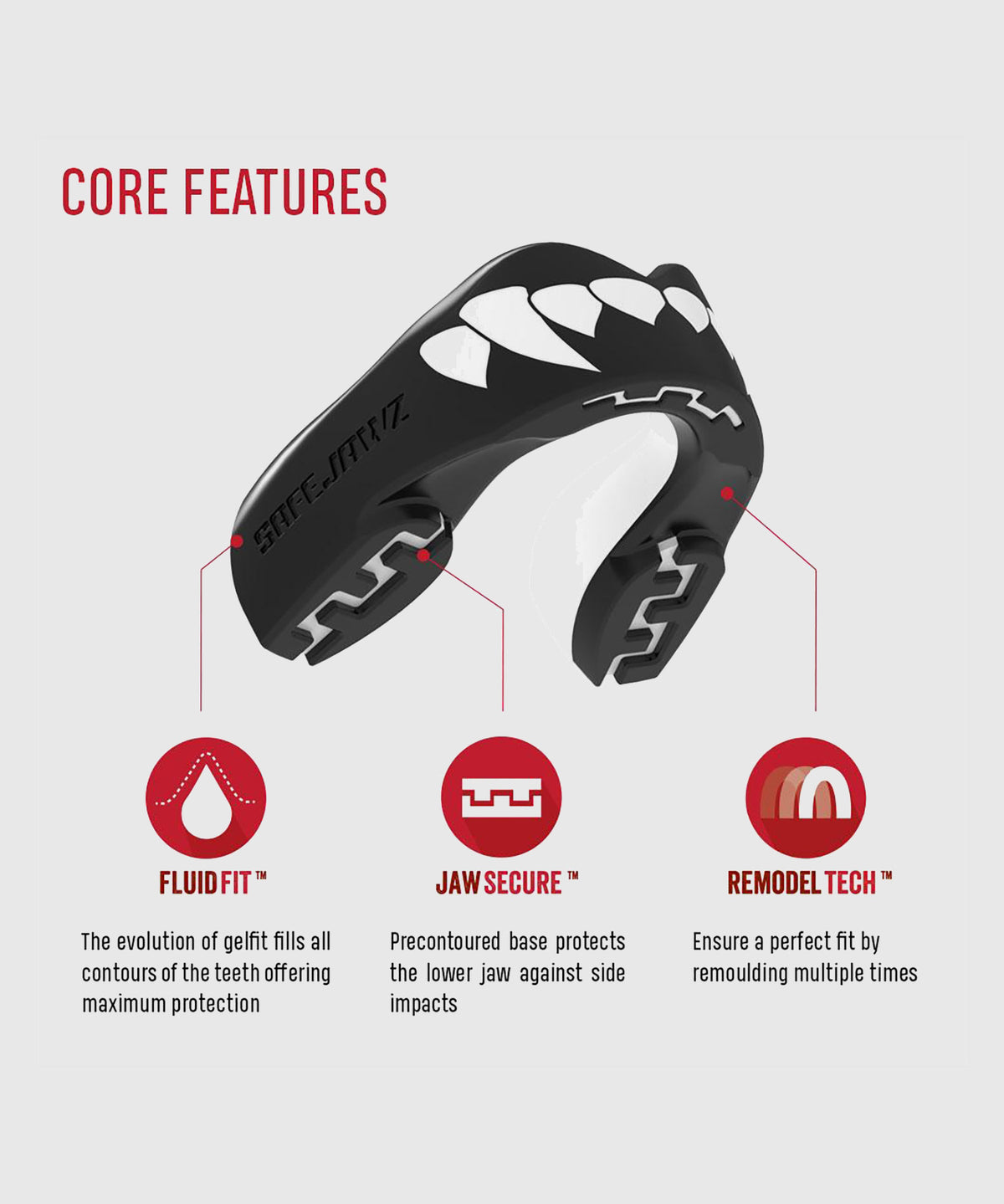 Safejawz Fangz Mouthguard – Junior – Black/White