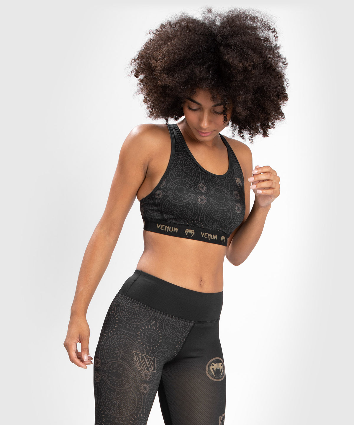 Sujetador deportivo Venum Santa Muerte Dark Side para mujer - Negro/Marrón
