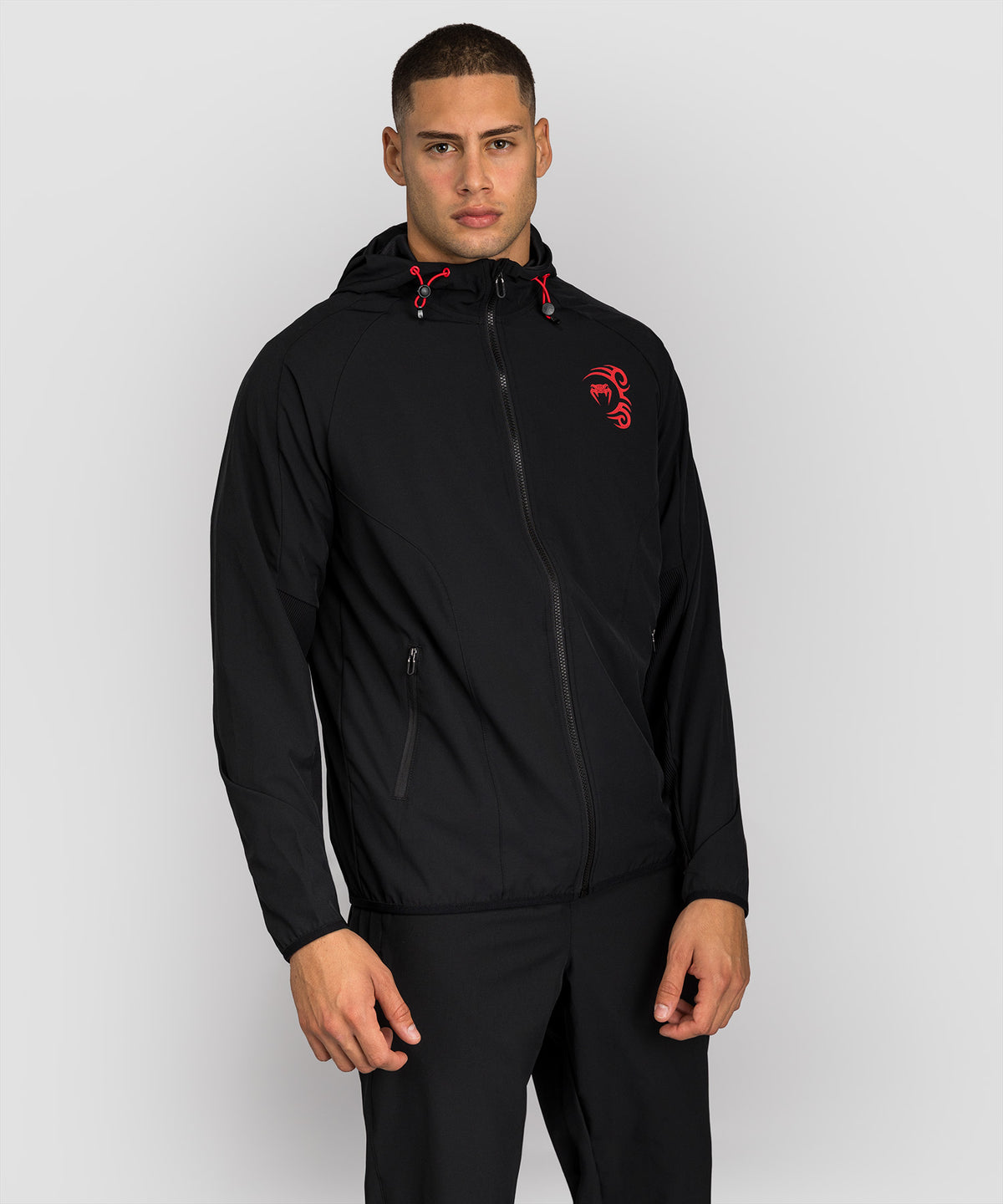 Venum x Mike Tyson Tiger Trackjacke - Tiefes Tiefschwarz/Intensives Rot