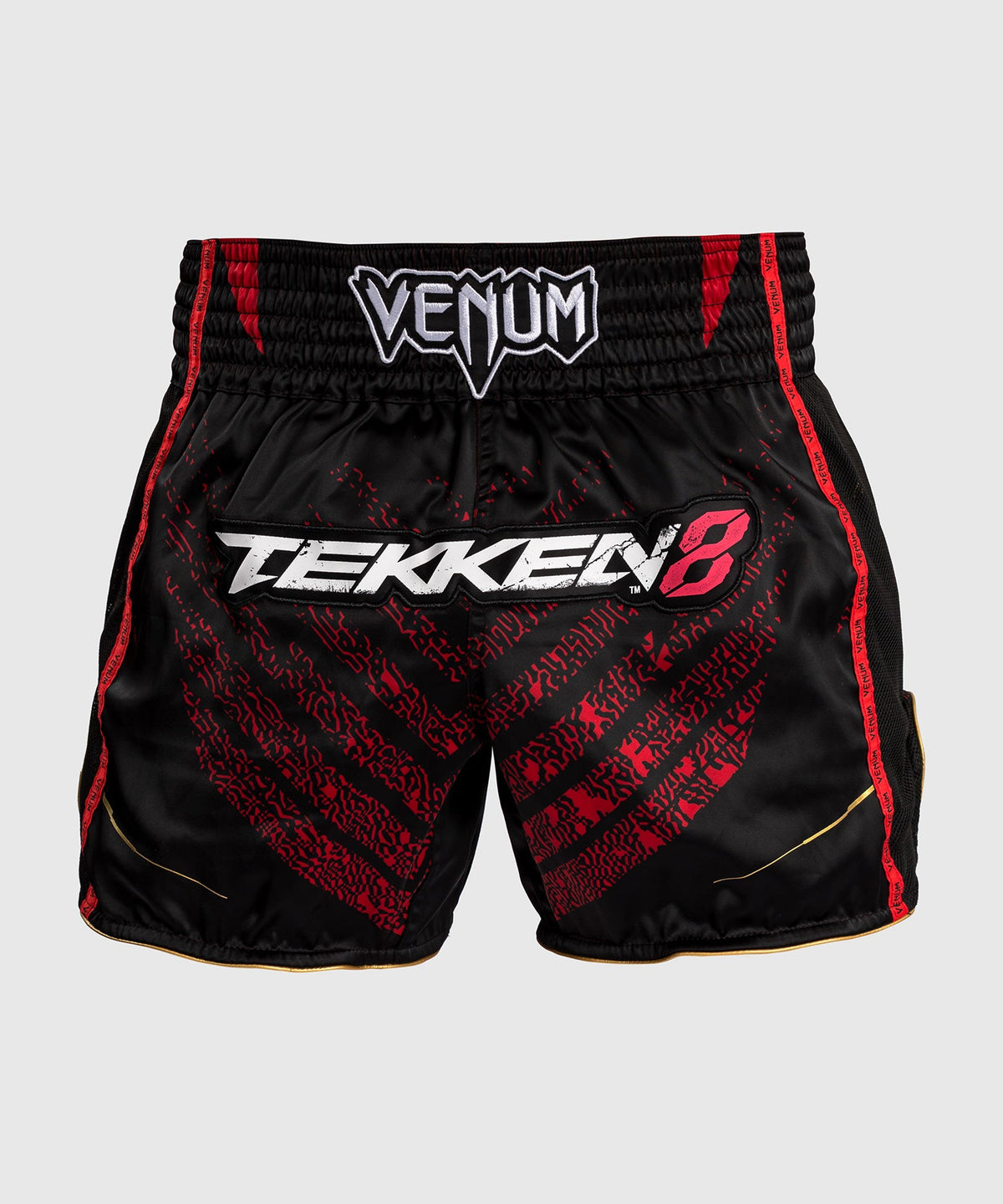 Venum x TEKKEN 8 - Marshall Law Muay Thai Shorts - Negro/Rojo/Dorado