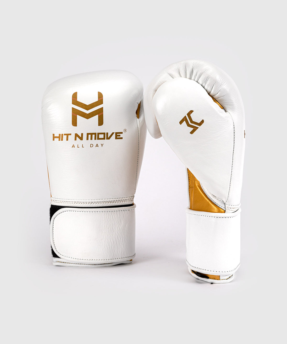 Hit N Move All Day® Pro Grip Plus Guantes de Boxeo - Blanco/Oro