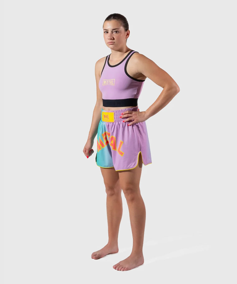 Metal Boxe One Post Cutting Treats Pantaloncini da Muay Thai - Viola