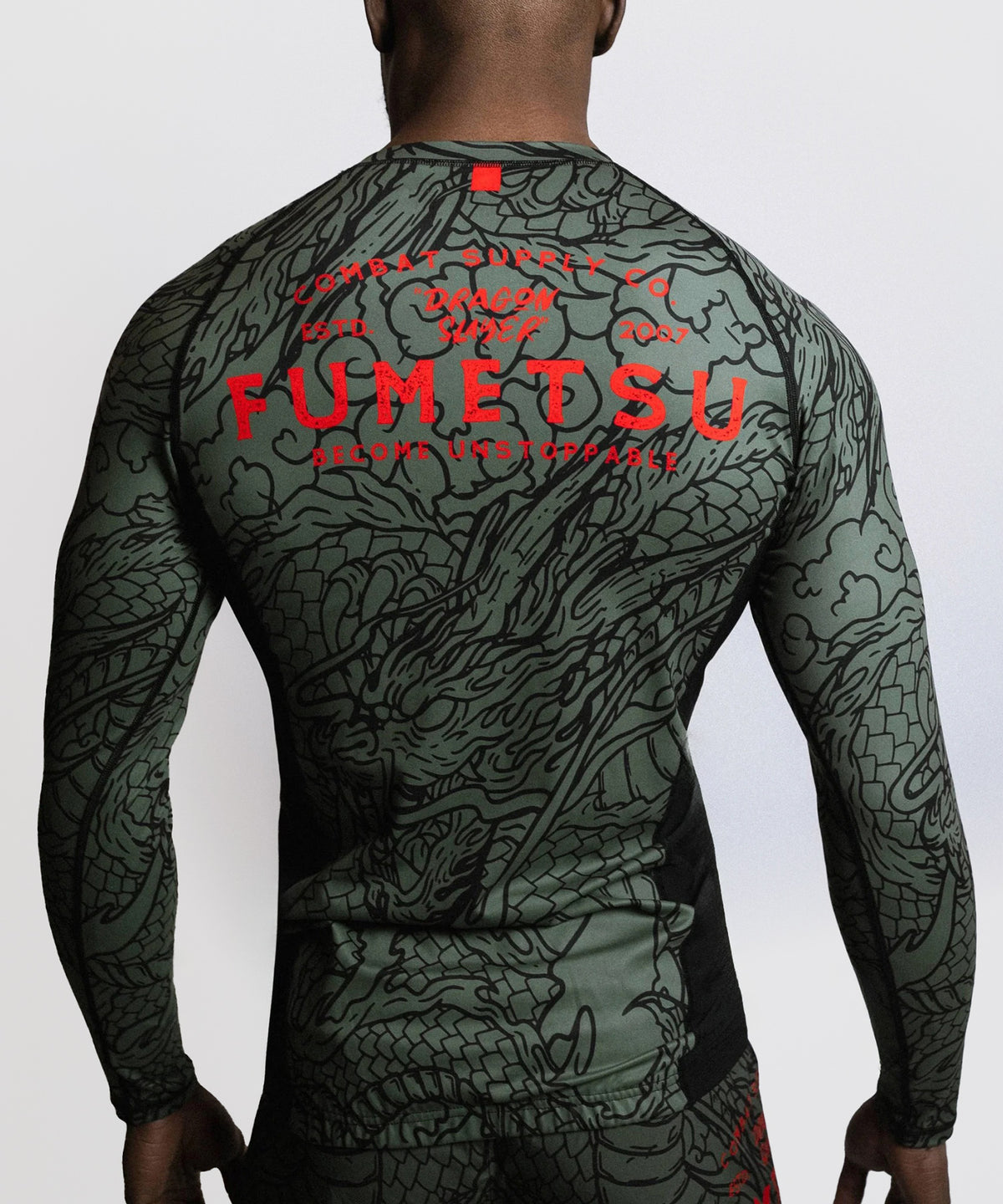 Fumetsu Dragon Slayer Long Sleeve Rashguard - Khaki/Orange