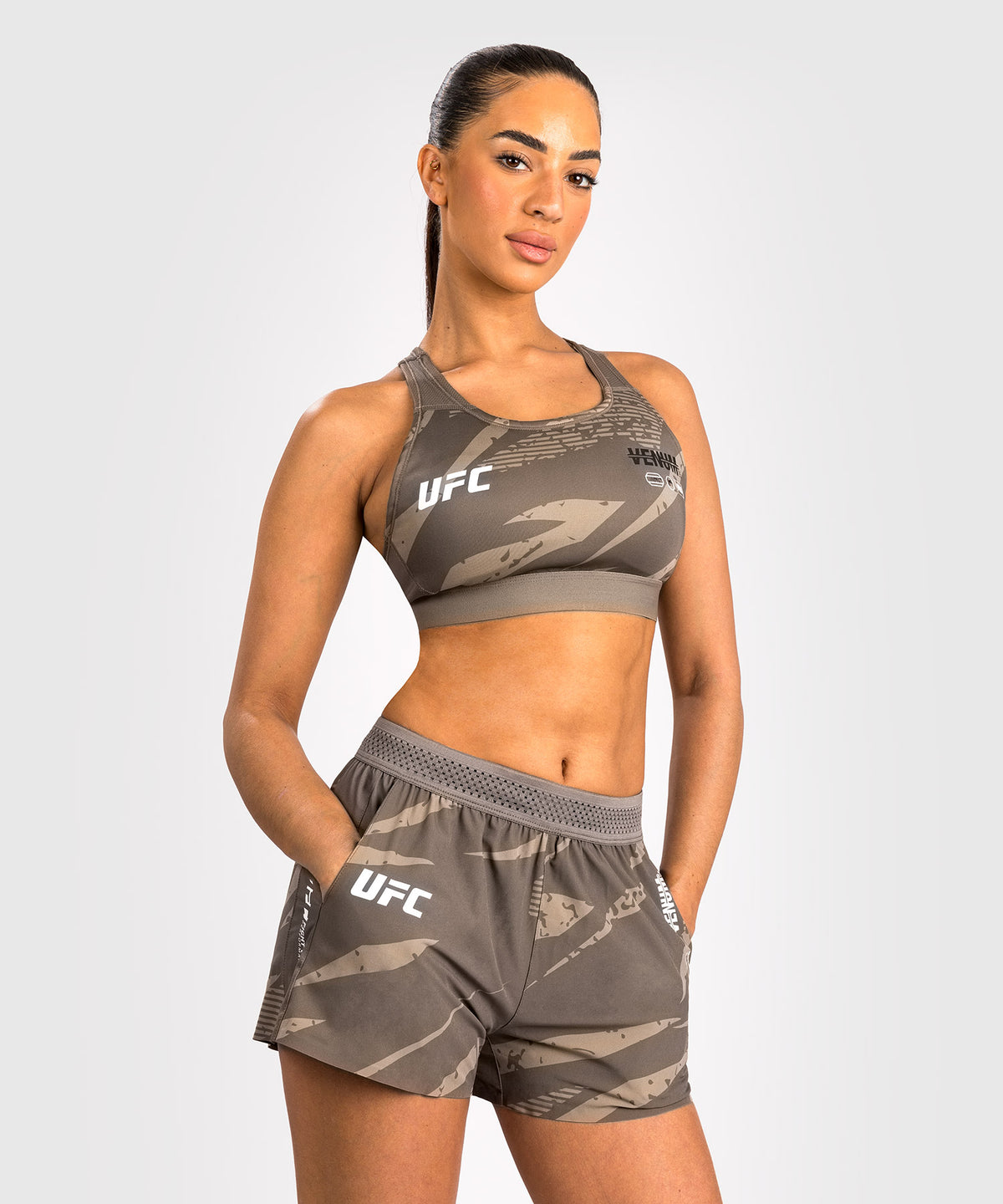 UFC Adrenaline By Venum Fight Week Pantalones Cortos de Rendimiento para Mujer - Desert Camo