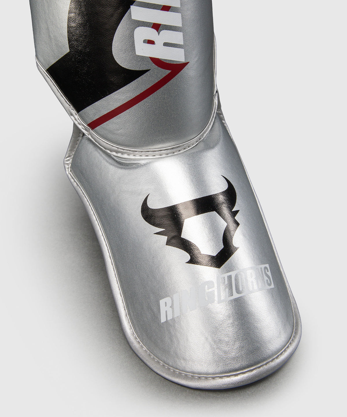 Ringhorns Charger by Venum Shin Guards - Silver/Black